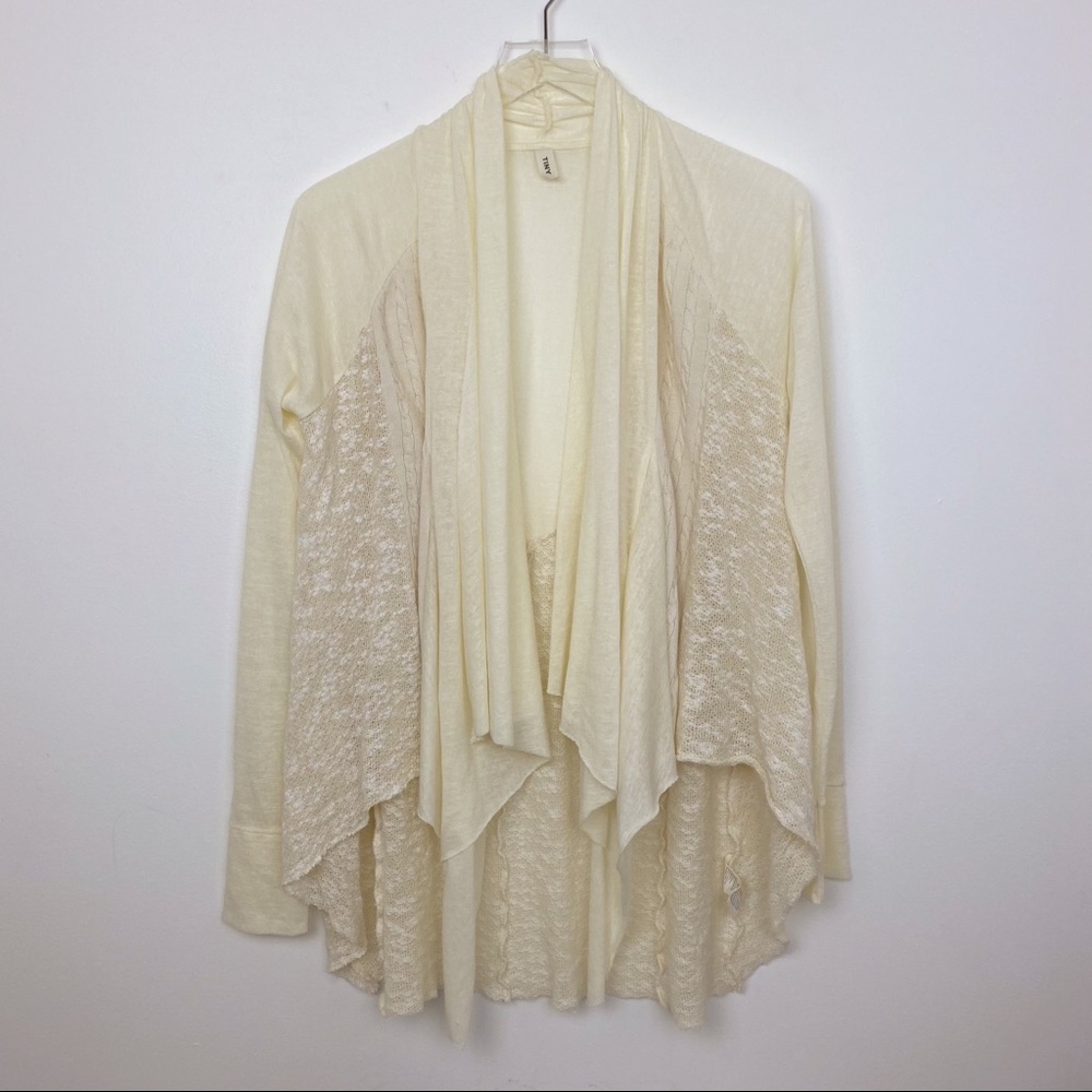 Anthro Tiny Stratigraphy Cream Waterfall Cardigan Gem